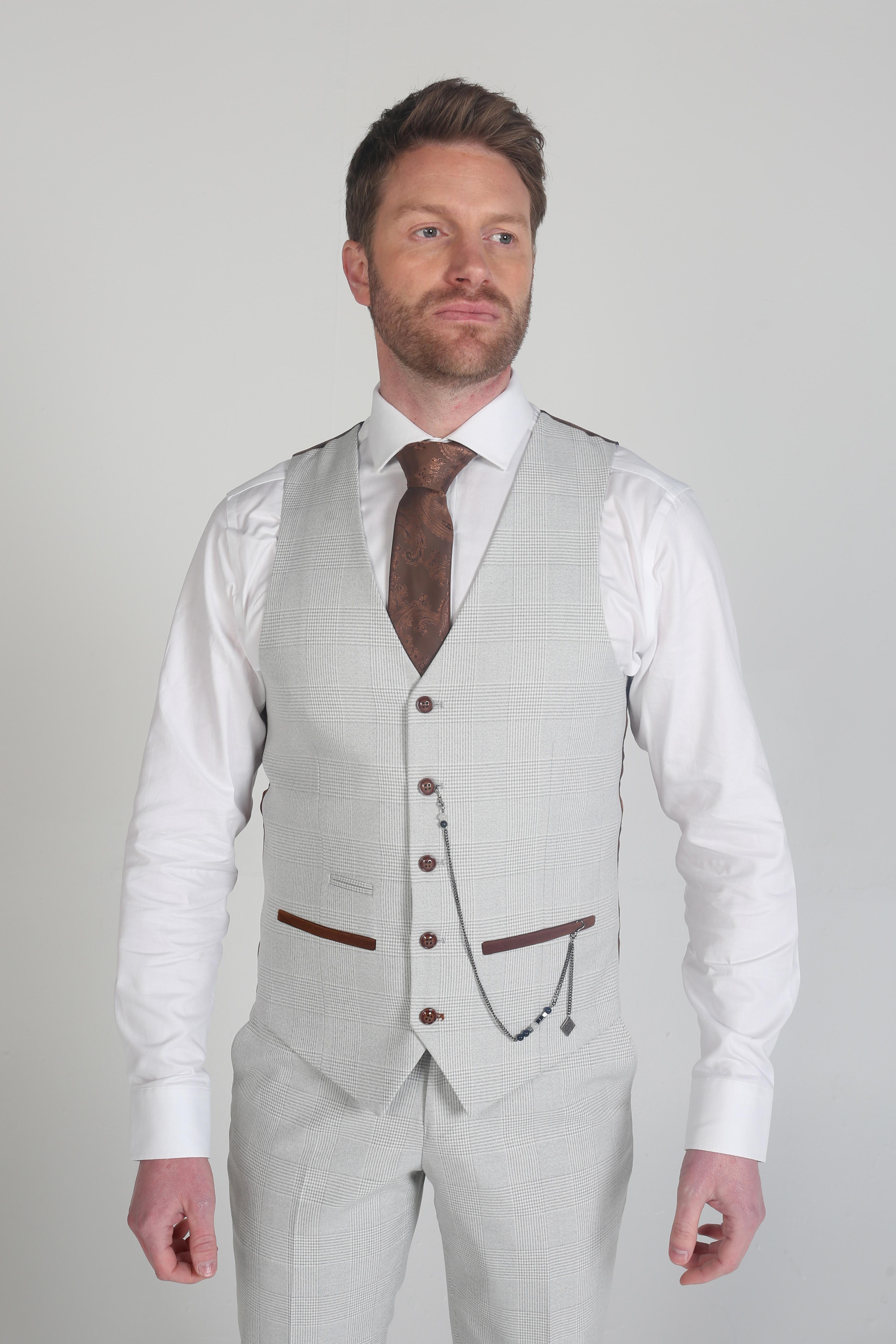 Mark - Men's Stone Check Waistcoat