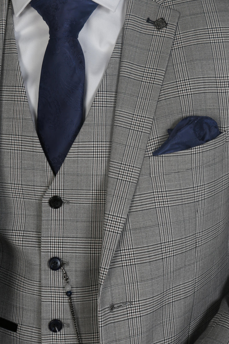 Errol Royal Blue Check 3 Piece Suit - Tom Murphy's Formal and Menswear