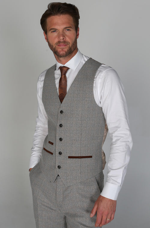 Men's Ralph Cream Waistcoat - Paul Andrew