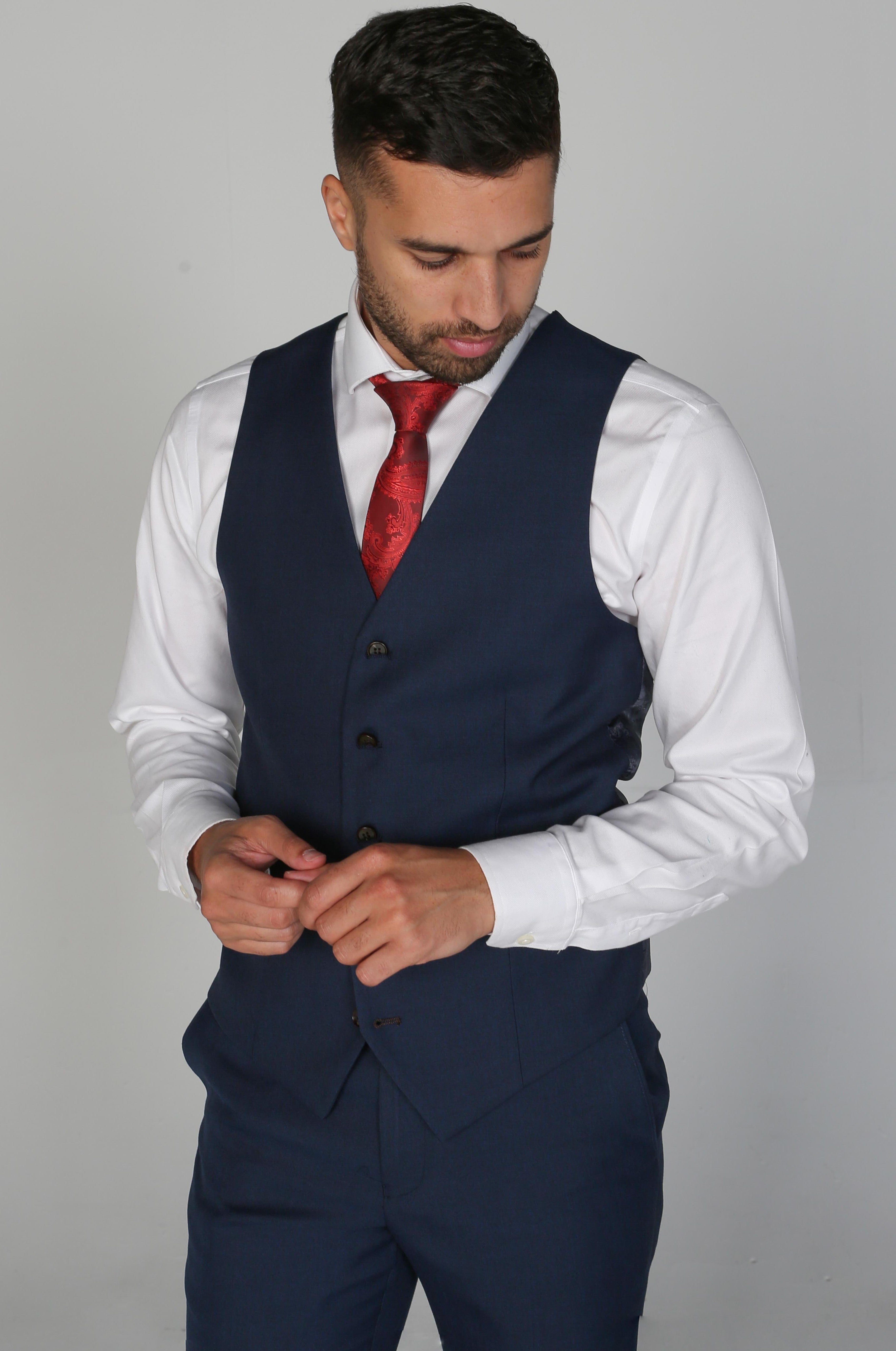 Men's Calvin Navy Waistcoat - Paul Andrew