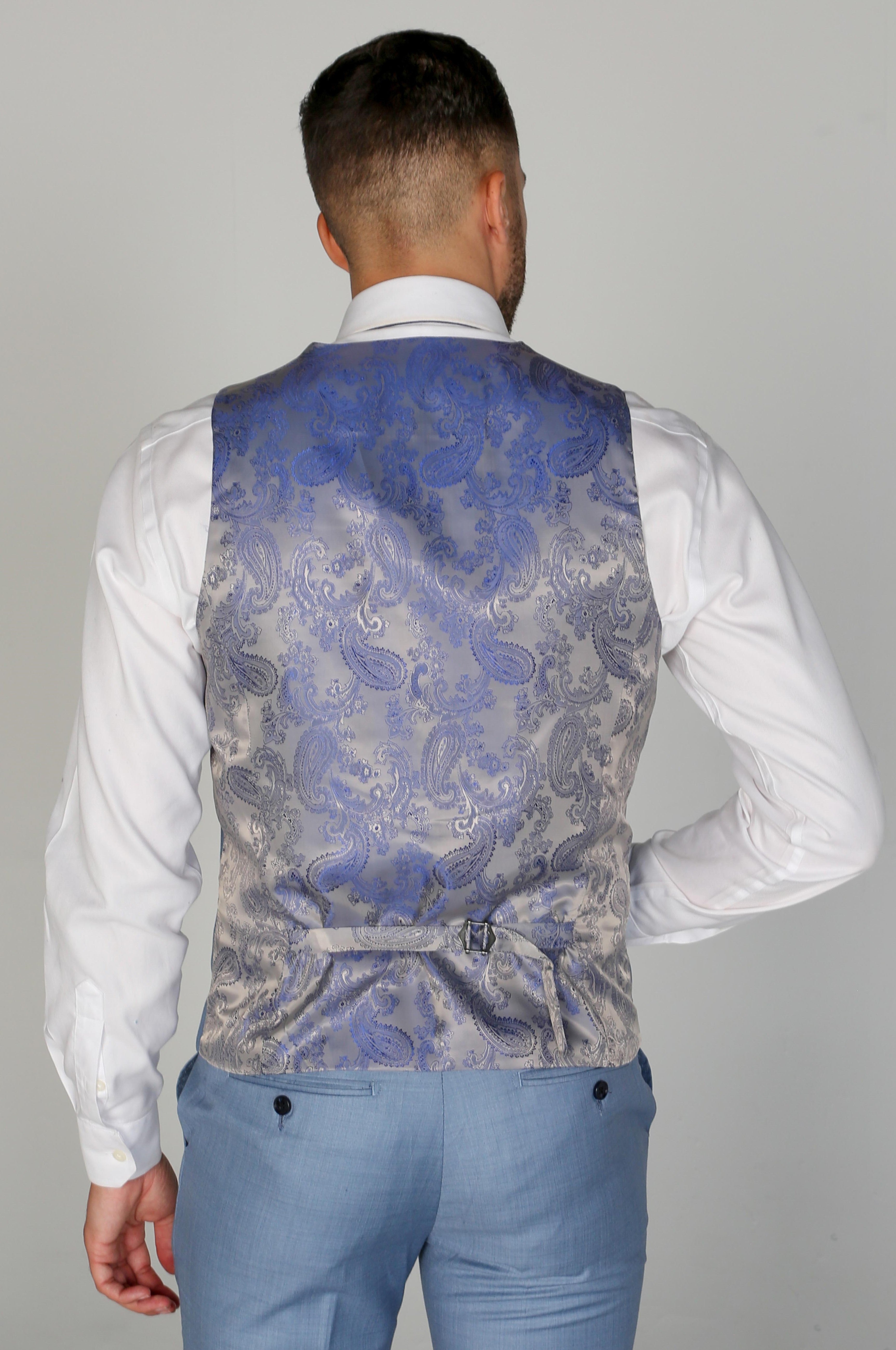 Charles Blue Waistcoat Back View