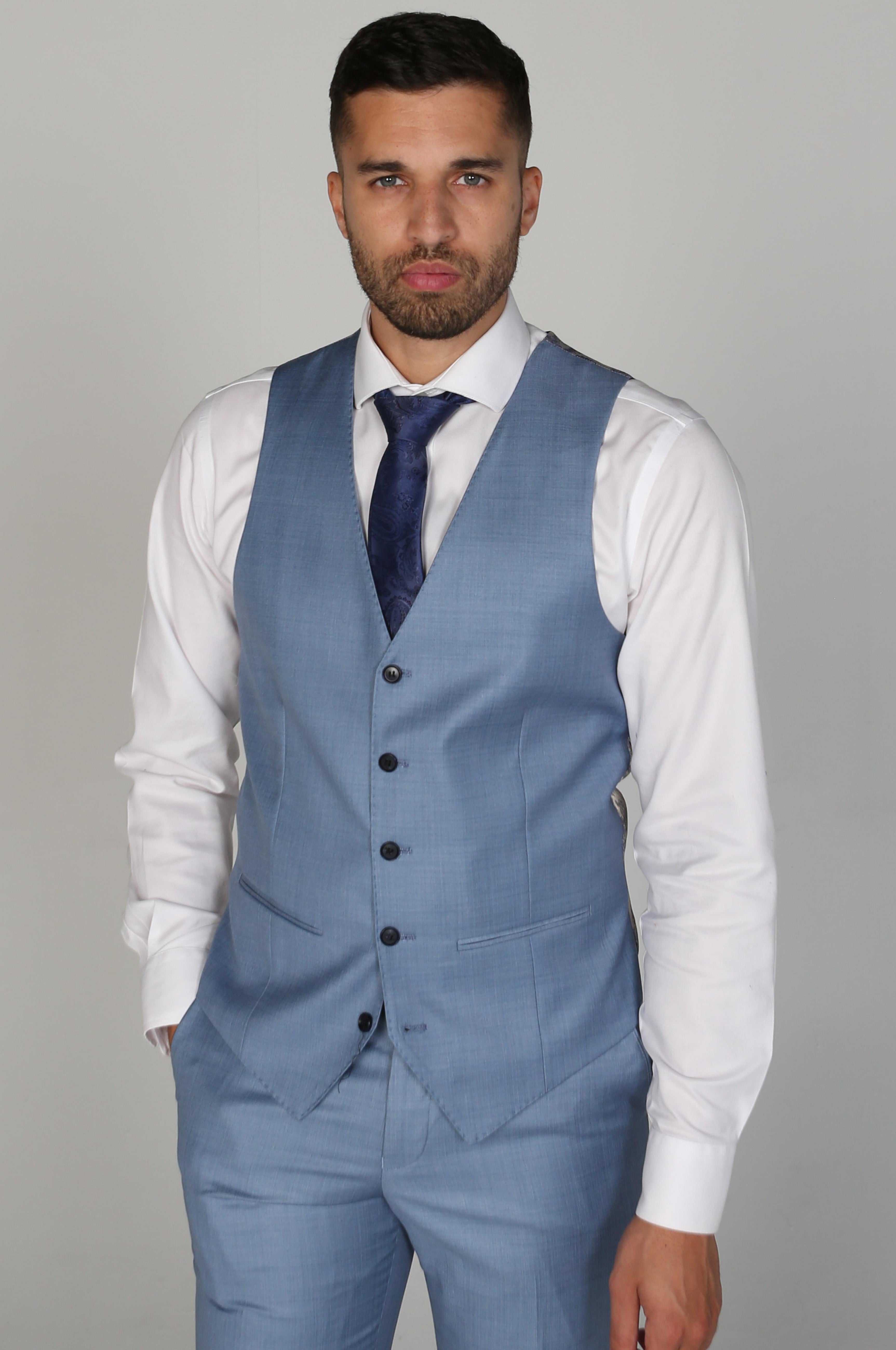 Charles Blue Men's Waistcoat - Full Frontal Elegance