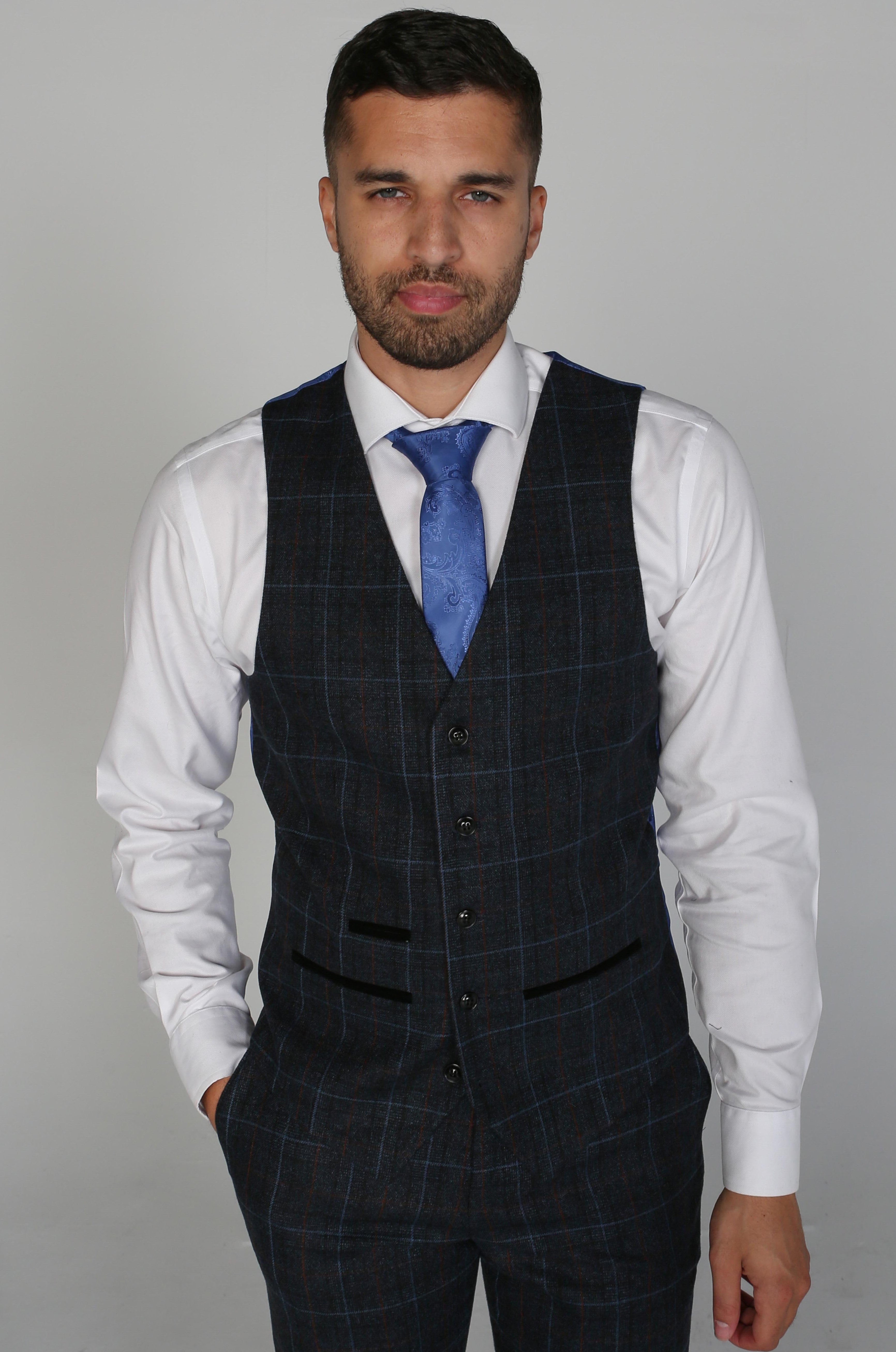 Men's Harvey Navy Waistcoat - Paul Andrew