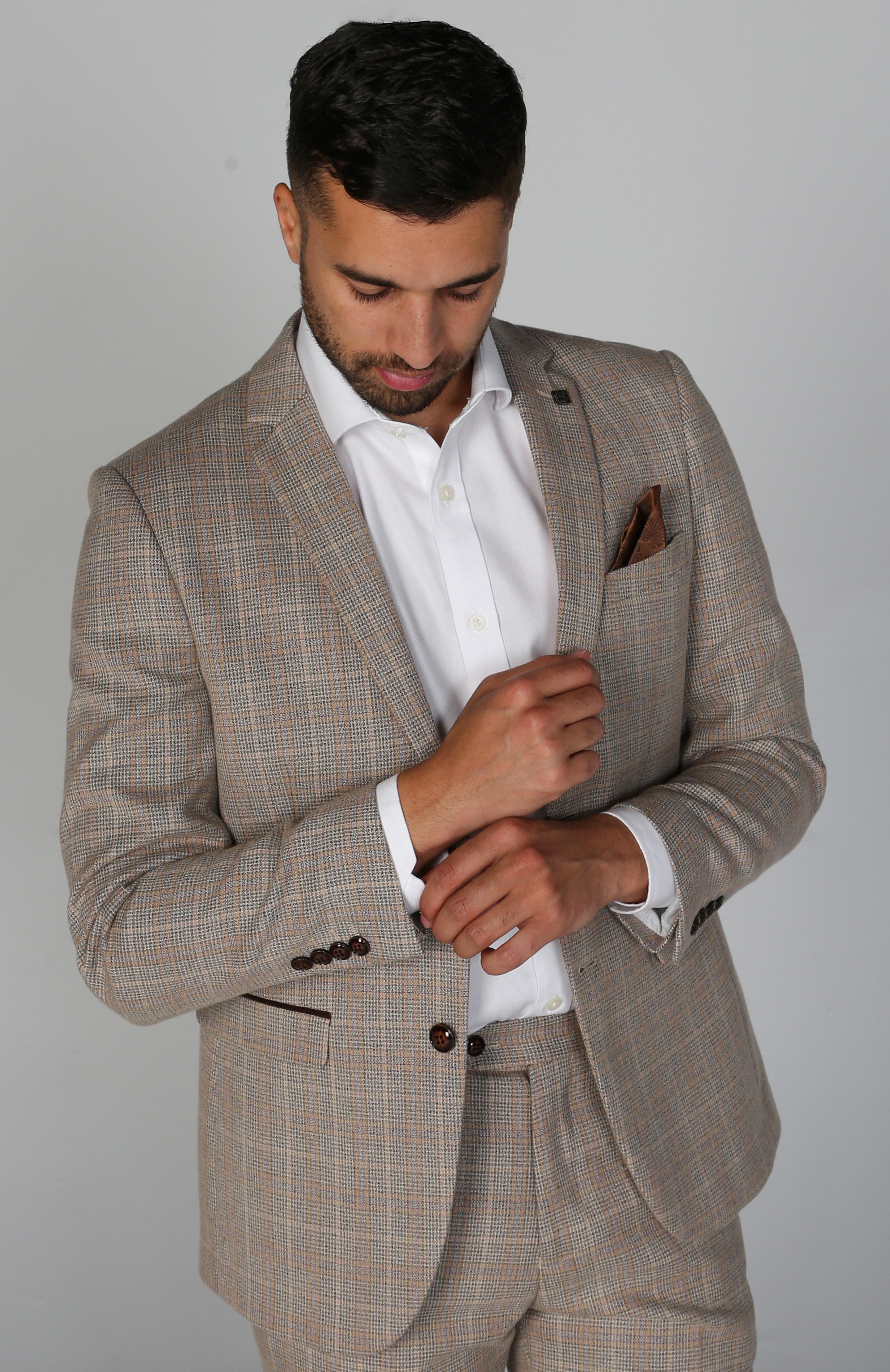 Men's Holland Beige Blazer - Paul Andrew