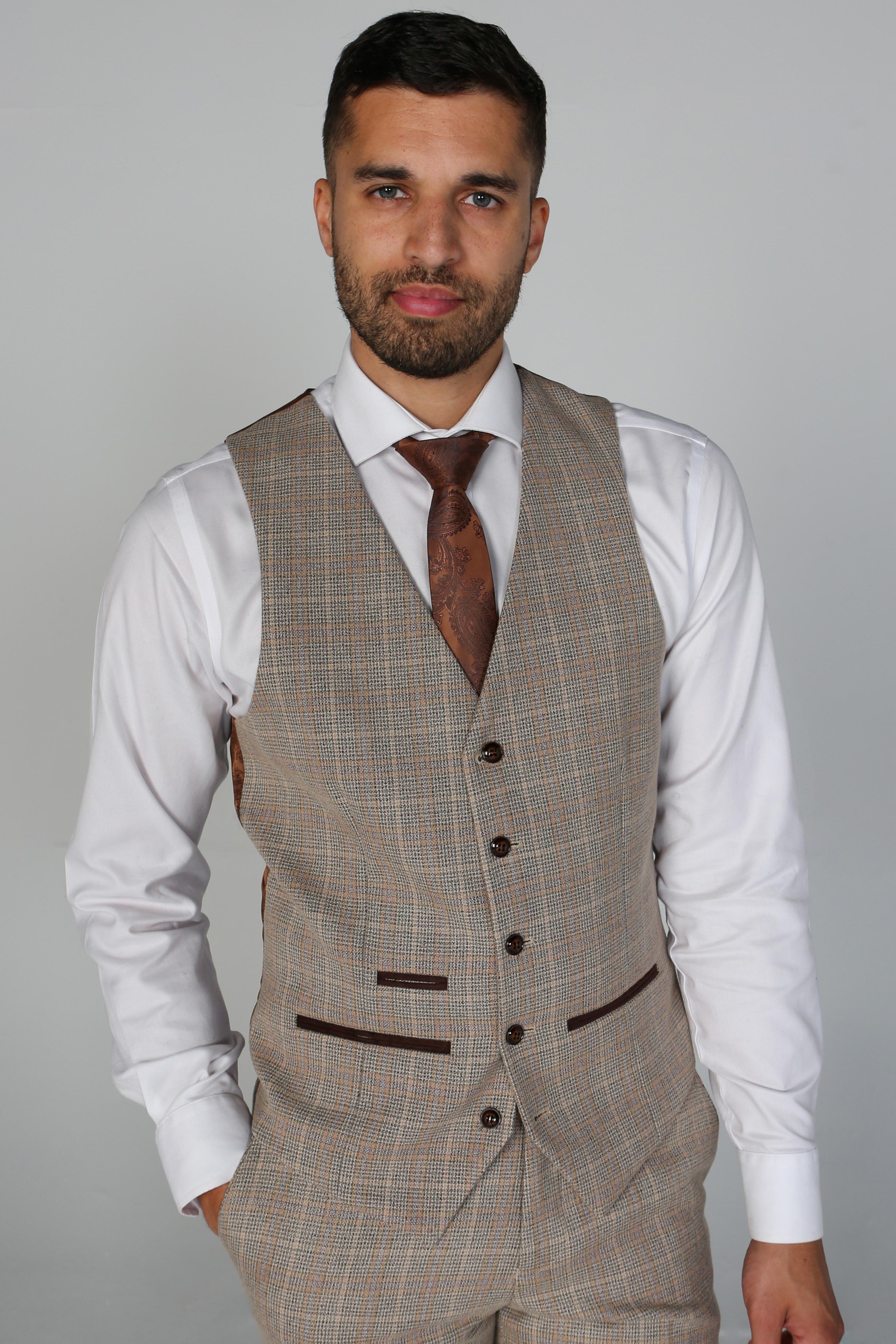 Men's Holland Beige Waistcoat - Paul Andrew