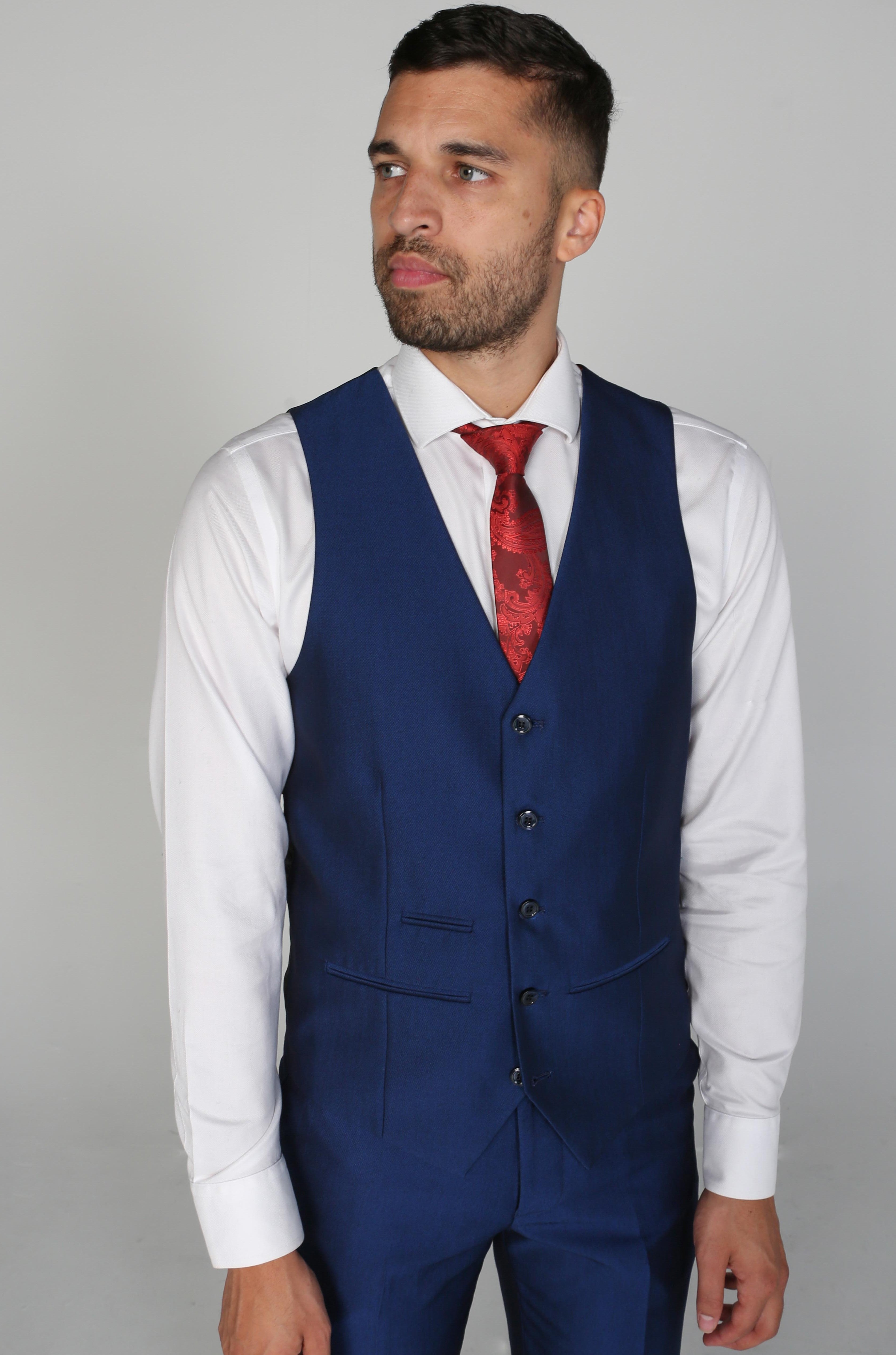 Men's Kingsley Blue Waistcoat - Paul Andrew