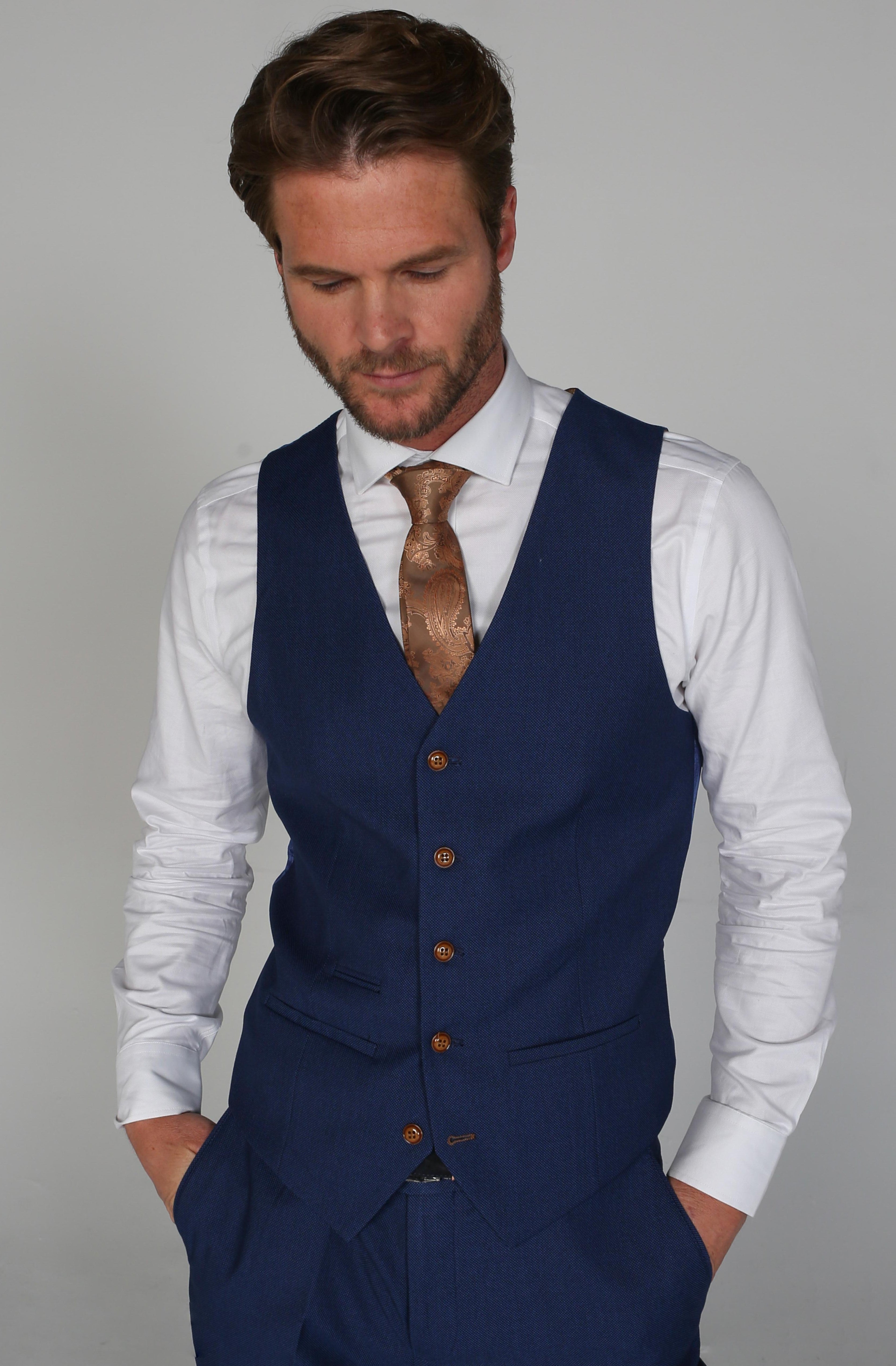 Men's Mayfair Blue Waistcoat - Paul Andrew